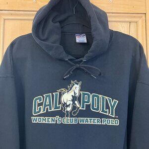 Jerzees Womens Vintage Y2K Cal Poly Water Polo Horse Hoodie Size XL Black SP EXC